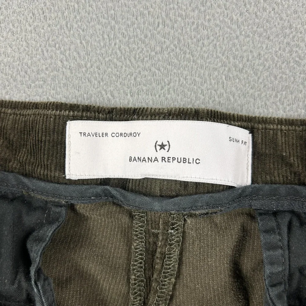 Banana Republic Corduroy Pants 32x24 Mens Brown Traveler Slim Fit Chino Trousers